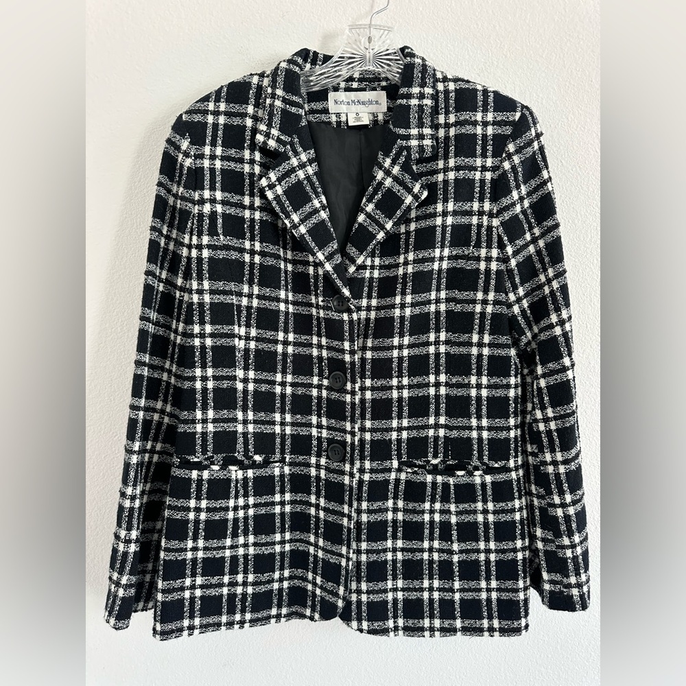 Norton‎ McNaughton Black and White Plaid Women's Coat Blazer Size: 6